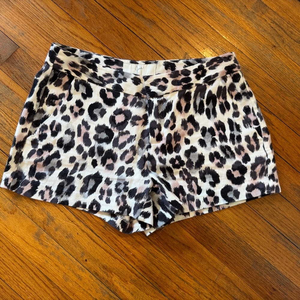 Joie linen Leopard Print Shorts